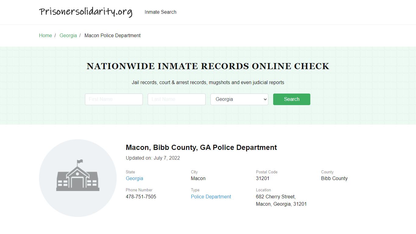 Macon, GA Police - City Jail Inmates, Arrests - Prisoner Solidarity