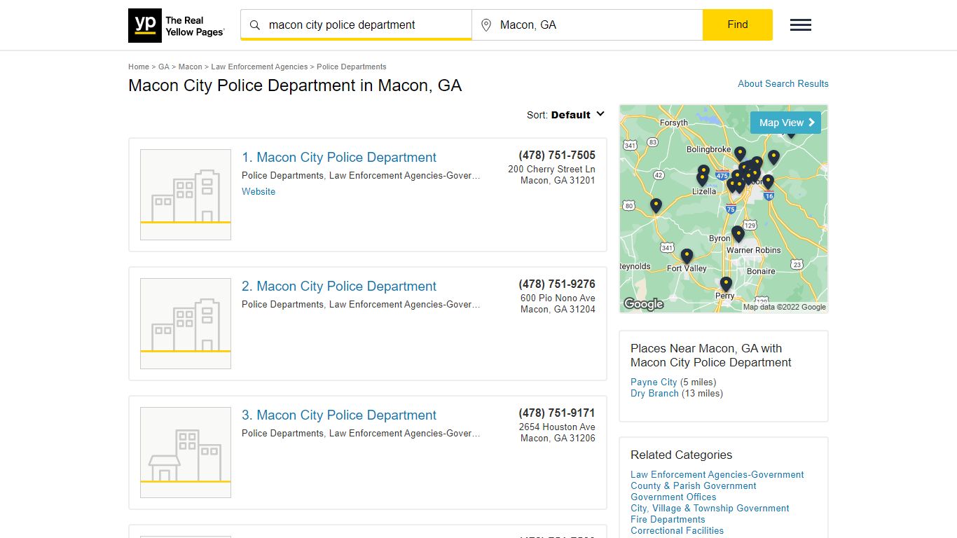 Macon City Police Department in Macon, GA - Yellow Pages