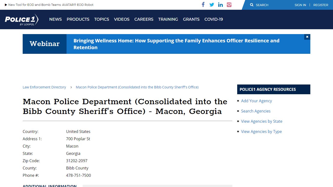 Macon Police Department (Consolidated into the Bibb County Sheriff's ...